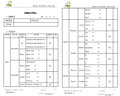 选址评估表(上)