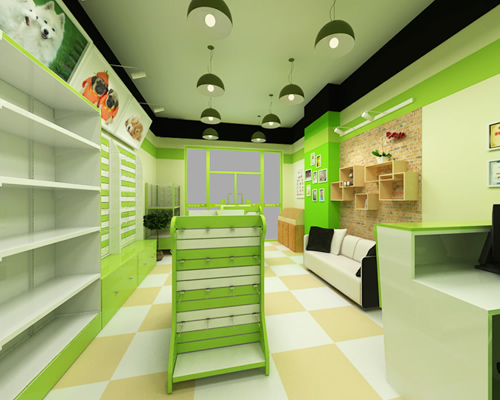 圣宠宠物店哈尔滨恒大绿洲店装修设计效果图