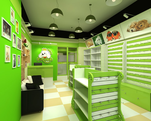 圣宠宠物店哈尔滨恒大绿洲店装修设计效果图